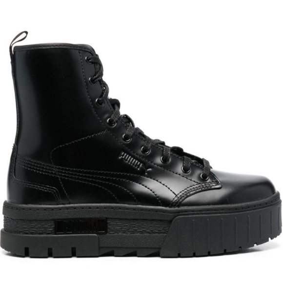PUMA x Dua Lipa Mayze Platform Combat Boots Mid Calf Black Lace-up Goth Emo  Sz